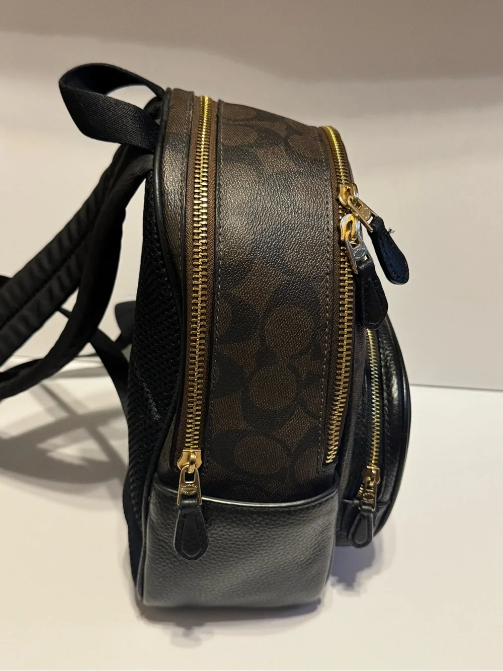 Coach Black & Brown Signature Mini Backpack